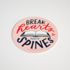 3-inch round pink sticker for book people. Hand-drawn design says 