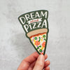 A sticker for pizza lovers, featuring hand lettering by Emily Poe-Crawford of Em Dash Paper Co. Designed in Winston-Salem, NC and printed in the USA on weather-resistant vinyl. Measures 3.75