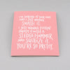 Pink and white love card that's anything but typical. Hand lettered with a quote from Punch Drunk Love. By Em Dash Paper Co.