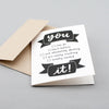 Multi-purpose greeting card for sending encouragement, good luck, or congratulations. Hand lettered by Emily Poe-Crawford of Em Dash Paper Co.