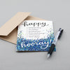 Multi-purpose blue confetti greeting card with modern calligraphy lettering by Em Dash Paper Co. in Winston-Salem, NC.