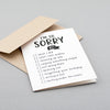 Multi-purpose apology card. Genius! By Em Dash Paper Co.